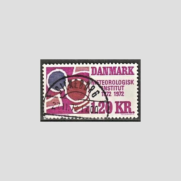 FRIMRKER DANMARK | 1972 - AFA 523 - Meterologisk Institut 100 r - 1,20 Kr. rdviolet/rdbrun/bl - Lux Stemplet Silkeborg