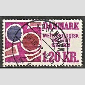 FRIM�RKER DANMARK | 1972 - AFA 523 - Meterologisk Institut 100 �r - 1,20 Kr. r�dviolet/r�dbrun/bl� - Lux Stemplet K�benhavn
