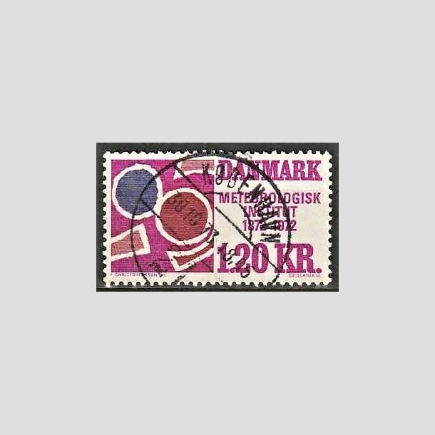 FRIMRKER DANMARK | 1972 - AFA 523 - Meterologisk Institut 100 r - 1,20 Kr. rdviolet/rdbrun/bl - Lux Stemplet Kbenhavn