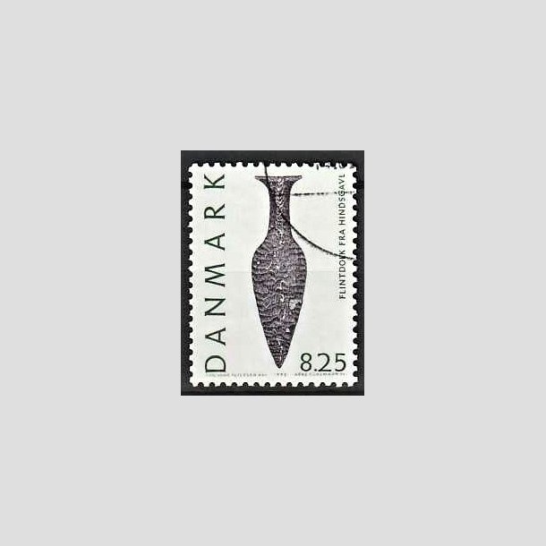 FRIMRKER DANMARK | 1992 - AFA 1010 - Nationalmuseets samlinger - 8,25 Kr. grn/sort - God/Bedre gennemsnitskvalitet - Stemplet