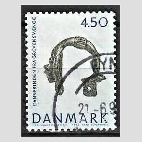 FRIMRKER DANMARK | 1992 - AFA 1008 - Nationalmuseets samlinger - 4,50 Kr. bl/grn - God/Bedre gennemsnitskvalitet - Stemplet