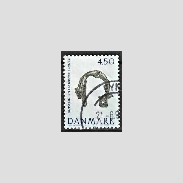 FRIMRKER DANMARK | 1992 - AFA 1008 - Nationalmuseets samlinger - 4,50 Kr. bl/grn - God/Bedre gennemsnitskvalitet - Stemplet