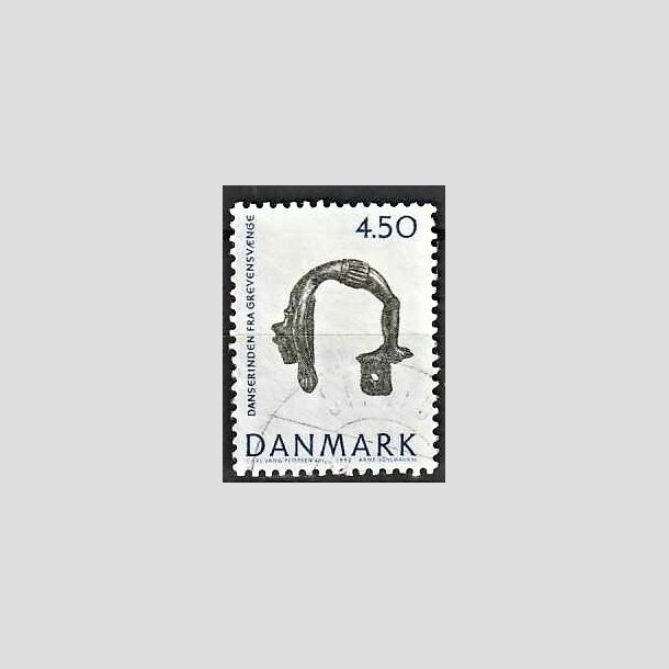 FRIMRKER DANMARK | 1992 - AFA 1008 - Nationalmuseets samlinger - 4,50 Kr. bl/grn - God/Bedre gennemsnitskvalitet - Stemplet