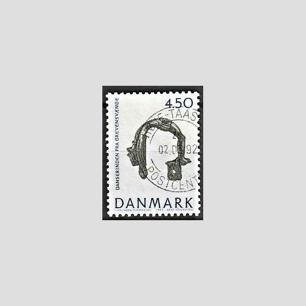 FRIMRKER DANMARK | 1992 - AFA 1008 - Nationalmuseets samlinger - 4,50 Kr. bl/grn - God/Bedre gennemsnitskvalitet - Stemplet