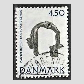 FRIMRKER DANMARK | 1992 - AFA 1008 - Nationalmuseets samlinger - 4,50 Kr. bl/grn - God/Bedre gennemsnitskvalitet - Stemplet