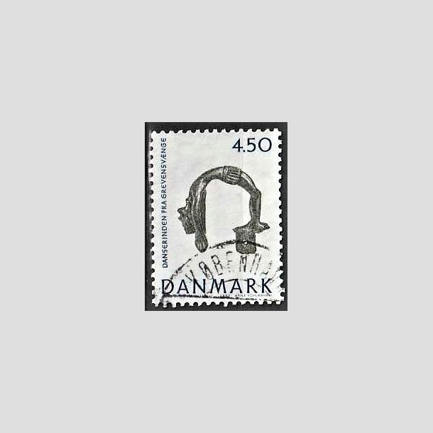 FRIMRKER DANMARK | 1992 - AFA 1008 - Nationalmuseets samlinger - 4,50 Kr. bl/grn - God/Bedre gennemsnitskvalitet - Stemplet