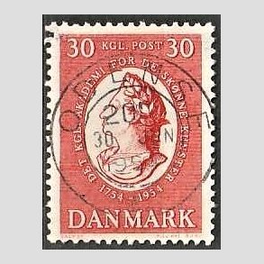 FRIM�RKER DANMARK | 1954 - AFA 357 - Kunstakademiet 200 �r - 30 �re r�d - Pragt Stemplet Odense