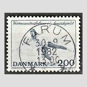 FRIM�RKER DANMARK | 1982 - AFA 745 - WM i kunstsk�jtel�b - 2 Kr. bl� - Pragt Stemplet Farum