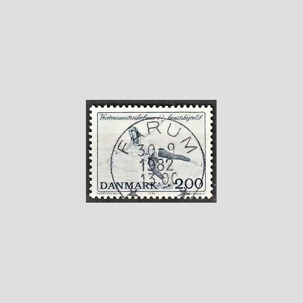 FRIMRKER DANMARK | 1982 - AFA 745 - WM i kunstskjtelb - 2 Kr. bl - Pragt Stemplet Farum
