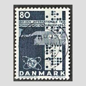 FRIM�RKER DANMARK | 1965 - AFA 434 - Telekommunikation 100 �r - 80 �re bl� - Lux Stemplet 