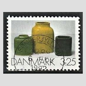 FRIMRKER DANMARK | 1991 - AFA 0995 - Dansk Brugskunst - 3,25 Kr. flerfarvet - Alm. god gennemsnitskvalitet - Stemplet (Photo eksempel)