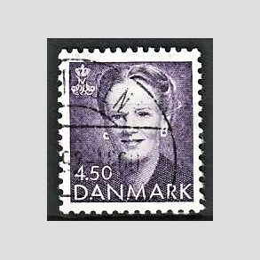 FRIMRKER DANMARK | 1991 - AFA 0983 - Dronning Margrethe - 4,50 Kr. violet - God gennemsnitskvalitet - Stemplet (Photo eksempel)