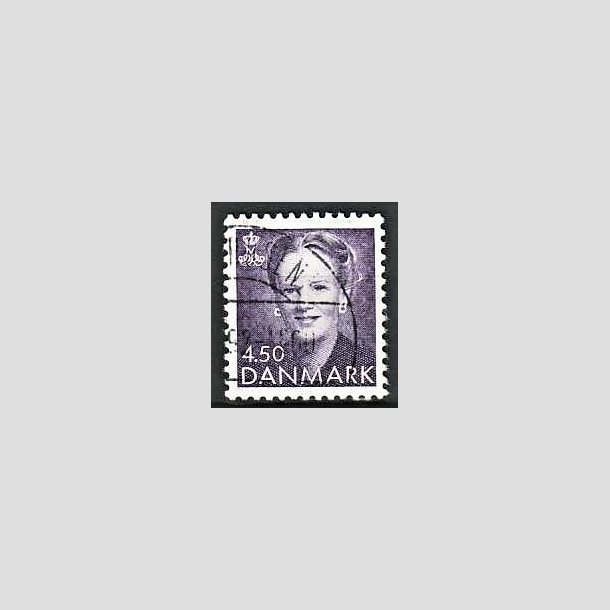 FRIMRKER DANMARK | 1991 - AFA 0983 - Dronning Margrethe - 4,50 Kr. violet - God gennemsnitskvalitet - Stemplet (Photo eksempel)