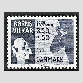 FRIMRKER DANMARK | 1991 - AFA 0992 - Brns vilkr - 3,50 Kr. + 50 re bl - God/Bedre gennemsnitskvalitet - Stemplet