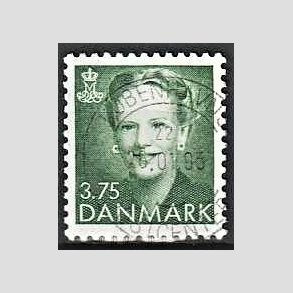 FRIMRKER DANMARK | 1991 - AFA 0982 - Dronning Margrethe - 3,75 Kr. grn - God/Bedre gennemsnitskvalitet - Stemplet