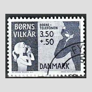FRIMRKER DANMARK | 1991 - AFA 0992 - Brns vilkr - 3,50 Kr. + 50 re bl - God/Bedre gennemsnitskvalitet - Stemplet
