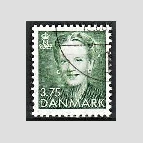 FRIMRKER DANMARK | 1991 - AFA 0982 - Dronning Margrethe - 3,75 Kr. grn - God/Bedre gennemsnitskvalitet - Stemplet