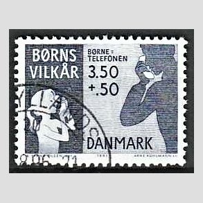 FRIMRKER DANMARK | 1991 - AFA 0992 - Brns vilkr - 3,50 Kr. + 50 re bl - God/Bedre gennemsnitskvalitet - Stemplet
