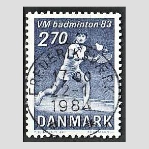 FRIM�RKER DANMARK | 1983 - AFA 767 - WM i Badminton - 2,70 Kr. bl� - Pragt Stemplet Frederiksv�rk