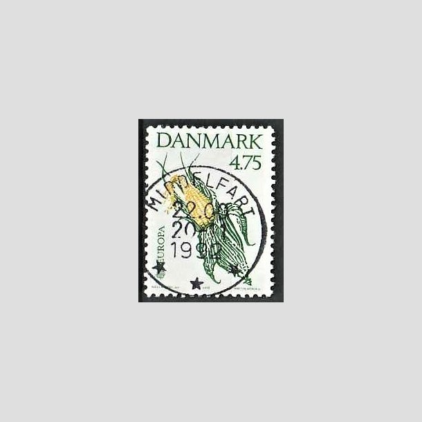 FRIMRKER DANMARK | 1992 - AFA 1015 - Europamrke Columbus - 4,75 Kr. grn/gul - Pragt Stemplet Middelfart