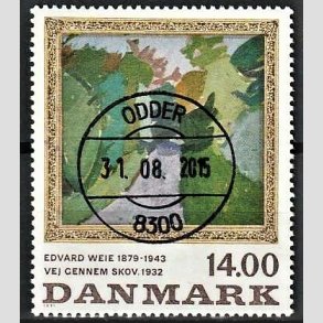 FRIMRKER DANMARK | 1991 - AFA 1006 - Edvard Weie - 14,00 Kr. flerfarvet - Pragt Stemplet Odder
