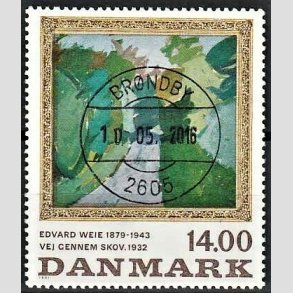 FRIMRKER DANMARK | 1991 - AFA 1006 - Edvard Weie - 14,00 Kr. flerfarvet - Pragt Stemplet Brndby