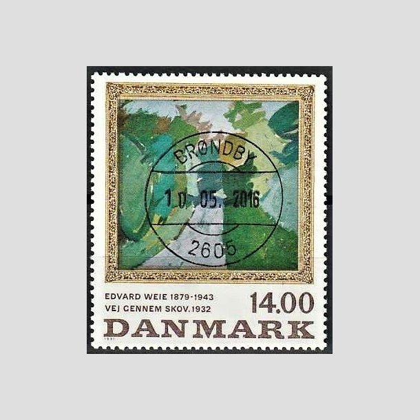 FRIMRKER DANMARK | 1991 - AFA 1006 - Edvard Weie - 14,00 Kr. flerfarvet - Pragt Stemplet Brndby