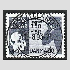 FRIMRKER DANMARK | 1991 - AFA 992 - Brns Vilkr - 3,50 + 0,50 Kr. bl - Pragt Stemplet Vestjylland