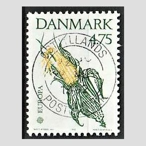 FRIM�RKER DANMARK | 1992 - AFA 1015 - Europam�rke Columbus - 4,75 Kr. gr�n/gul - Pragt Stemplet