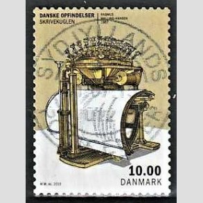 FRIM�RKER DANMARK | 2015 - AFA 1820 - Danske opfindelser - 10,00 Kr. skrivekuglen - Pragt Stemplet