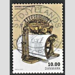 FRIM�RKER DANMARK | 2015 - AFA 1820 - Danske opfindelser - 10,00 Kr. skrivekuglen - Pragt Stemplet