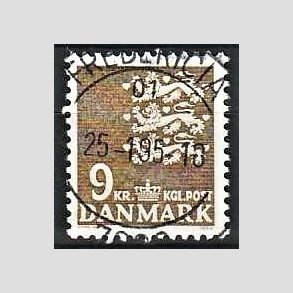 FRIMRKER DANMARK | 1977 - AFA 648 - Rigsvben 9 Kr. olivenbrun - Lux Stemplet Fredericia