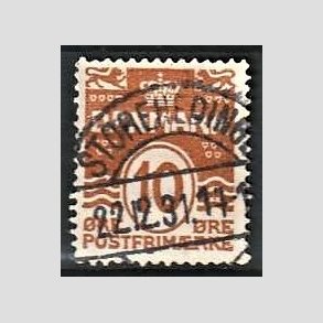 FRIM�RKER DANMARK | 1930 - AFA 185a - B�lgelinie 10 �re r�dbrun - Lux Stemplet Storeheddinge