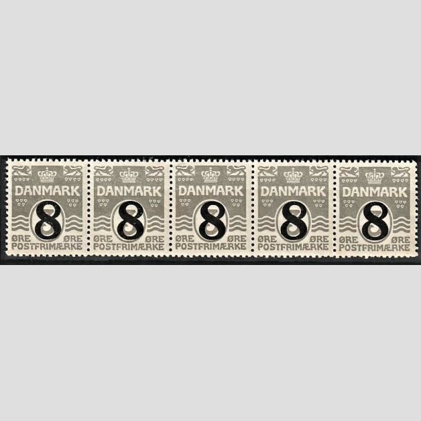 FRIMRKER DANMARK | 1921-22 - AFA 117 - 8/3 re gr provisorier i fem stribe - Postfrisk