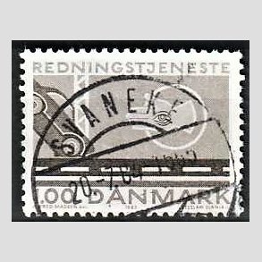 FRIM�RKER DANMARK | 1983 - AFA 782 - Redningstjenester - 1,00 Kr. brun - Pragt Stemplet Svaneke
