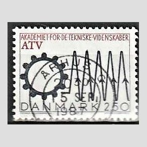FRIMRKER DANMARK | 1987 - AFA 884 - Tekniske akademi 50 r - 2,50 Kr. sort/rd - Pragt Stemplet rhus C