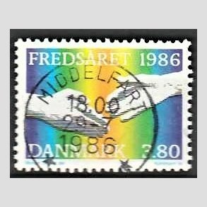 FRIM�RKER DANMARK | 1986 - AFA 857 - FN�s freds�r - 3,80 Kr. flerfarvet - Pragt Stemplet Middelfart