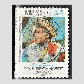 FRIMRKER DANMARK | 1986 - AFA 851 - Poul Richard - 2,80 Kr. + 50 re flerfarvet - Pragt Stemplet Fredericia