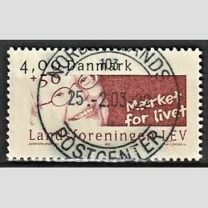 FRIMRKER DANMARK | 2002 - AFA 1314 - LEV - 4,00 Kr. + 50 re rd/sort - Pragt Stemplet 