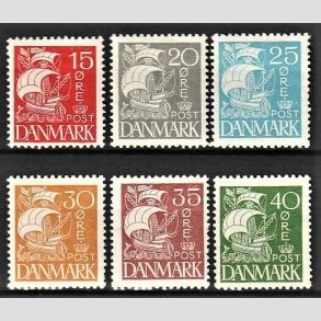 FRIM�RKER DANMARK | 1927 - AFA 169-174 - Karavel i komplet s�t - Ubrugt