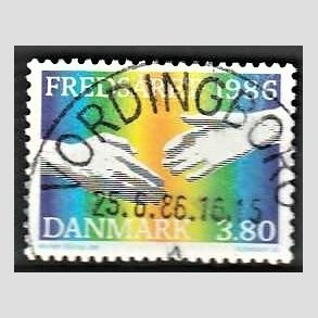 FRIM�RKER DANMARK | 1986 - AFA 857 - FN�s freds�r - 3,80 Kr. flerfarvet - Pragt Stemplet Vordingborg