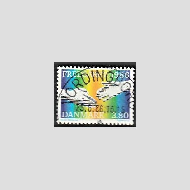 FRIMRKER DANMARK | 1986 - AFA 857 - FNs fredsr - 3,80 Kr. flerfarvet - Pragt Stemplet Vordingborg
