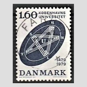 FRIM�RKER DANMARK | 1979 - AFA 674 - K�benhavns Universitet 500 �r - 1,60 Kr. bl� - Lux Stemplet Farum