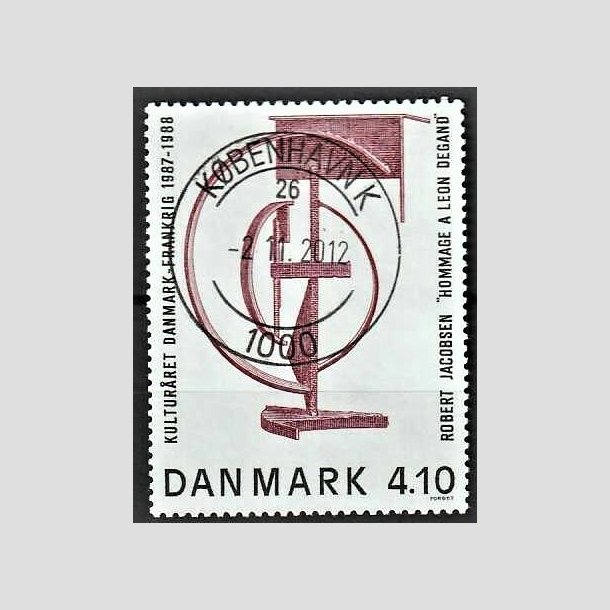 FRIMRKER DANMARK | 1988 - AFA 918 - Dansk-fransk kulturr - 4,10 Kr. brunrd/sort - Pragt Stemplet