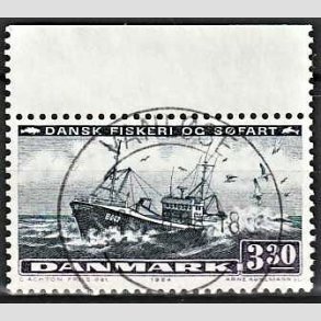 FRIM�RKER DANMARK | 1984 - AFA 811 - Fiskeri og s�fart - 3,30 Kr. sortbl�/violet - Pragt Stemplet Vanl�se