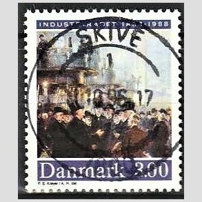 FRIM�RKER DANMARK | 1988 - AFA 913 - Industrir�det 150 �r - 3,00 Kr. flerfarvet - Pragt Stemplet Skive