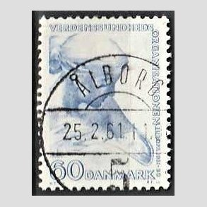 FRIM�RKER DANMARK | 1960 - AFA 388 - WHO - 60 �re bl� - Lux Stemplet �lborg
