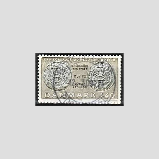 FRIMRKER DANMARK | 1980 - AFA 709 - Gamle danske mnter - 1,40 Kr. olivengrn/sortgrn - Pragt Stemplet 