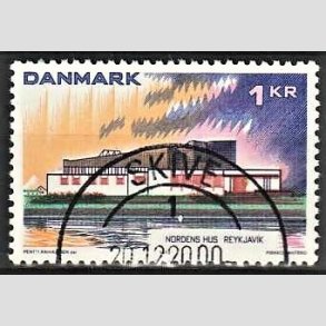 FRIM�RKER DANMARK | 1973 - AFA 548 - Nordens hus. - 1 Kr. flerfarvet - Pragt Stemplet Skive