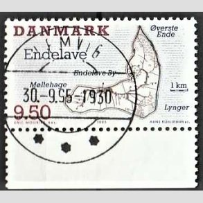 FRIM�RKER DANMARK | 1995 - AFA 1089 - Danske sm��er - 9,50 Kr. flerfarvet - Pragt Stemplet Lemvig